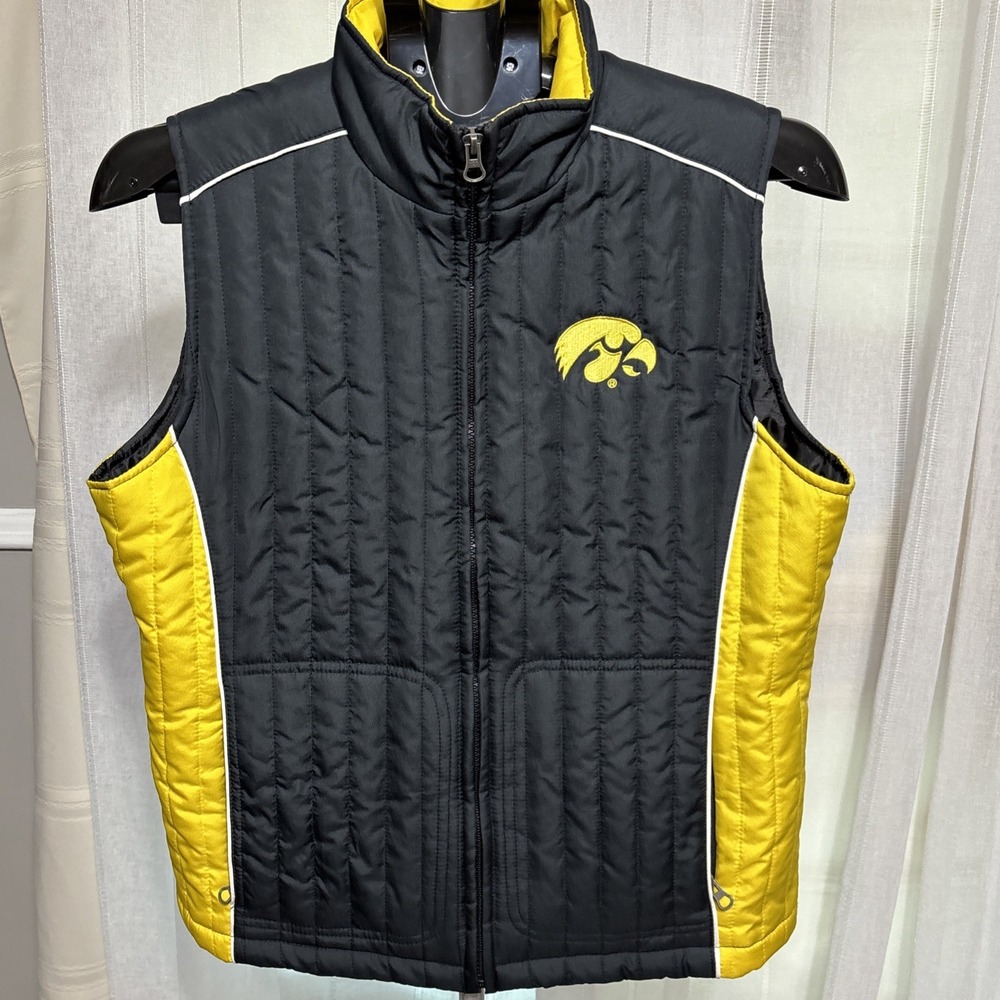 IOWA HAWKEYES WOMENS QUILTED WINTER VEST BLACK Medium